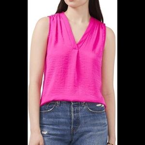 VINCE CAMUTO Hot Pink V-Neck Blouse
